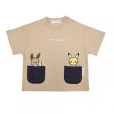 monpoke モンポケ 半袖Tシャツ ポケット付き(ベージュ×80cm)