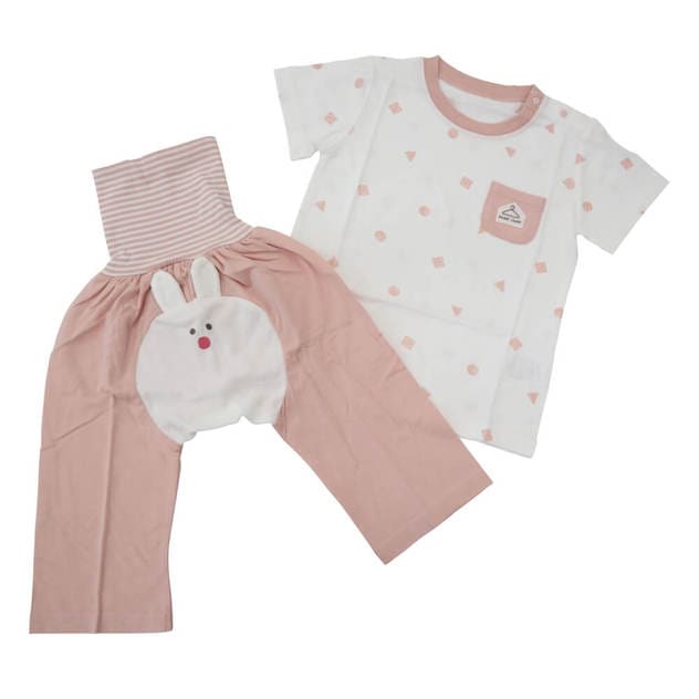 ベビーザらス限定 半袖腹巻付きパジャマ モンキーパンツ うさぎ(ピンク×90cm) | ベビーザらス