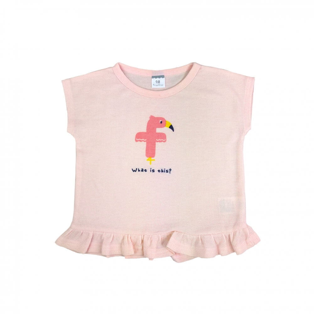 TINY DRIP フラミンゴ知育 Tシャツ(ピンク×90cm)の画像
