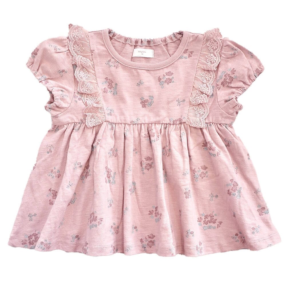 Lucy mimi 花柄AラインTシャツ(ピンク×80cm)の大画像