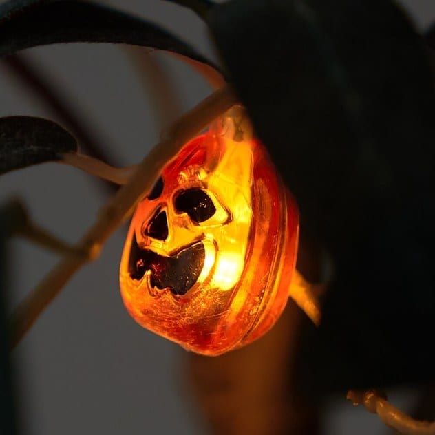 【ハロウィン】ミニパンプキン LEDライト10連 長さ約210cm 常時点灯 電池式 かぼちゃ インテリア