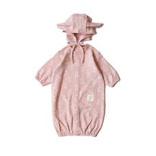 新生児2WAYドレス ウサギ総柄 ボンネット付(ピンク×50-70)
