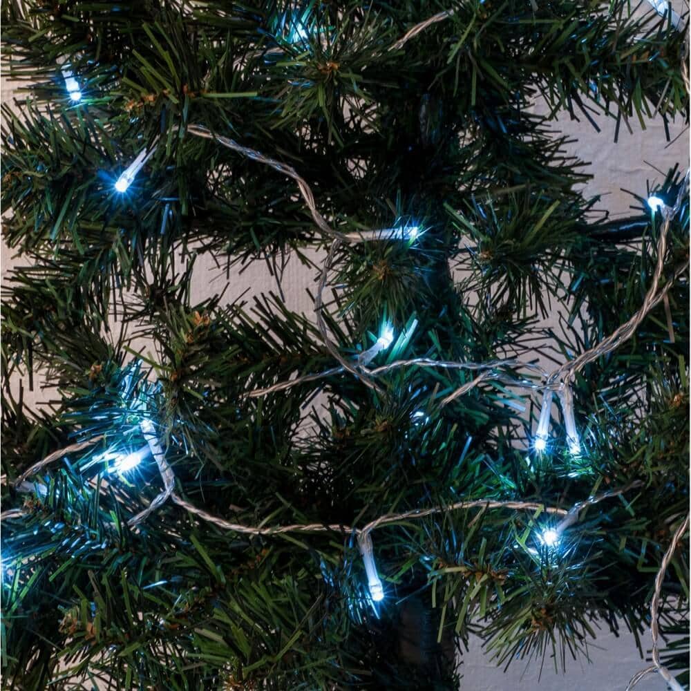 【クリスマス】50球 LEDライト（ダイヤモンドカット）クリア イルミネーションライト 4.9m 8パターン点灯 屋外 屋内 室内 コントローラー付き クリスマスツリー 電池式