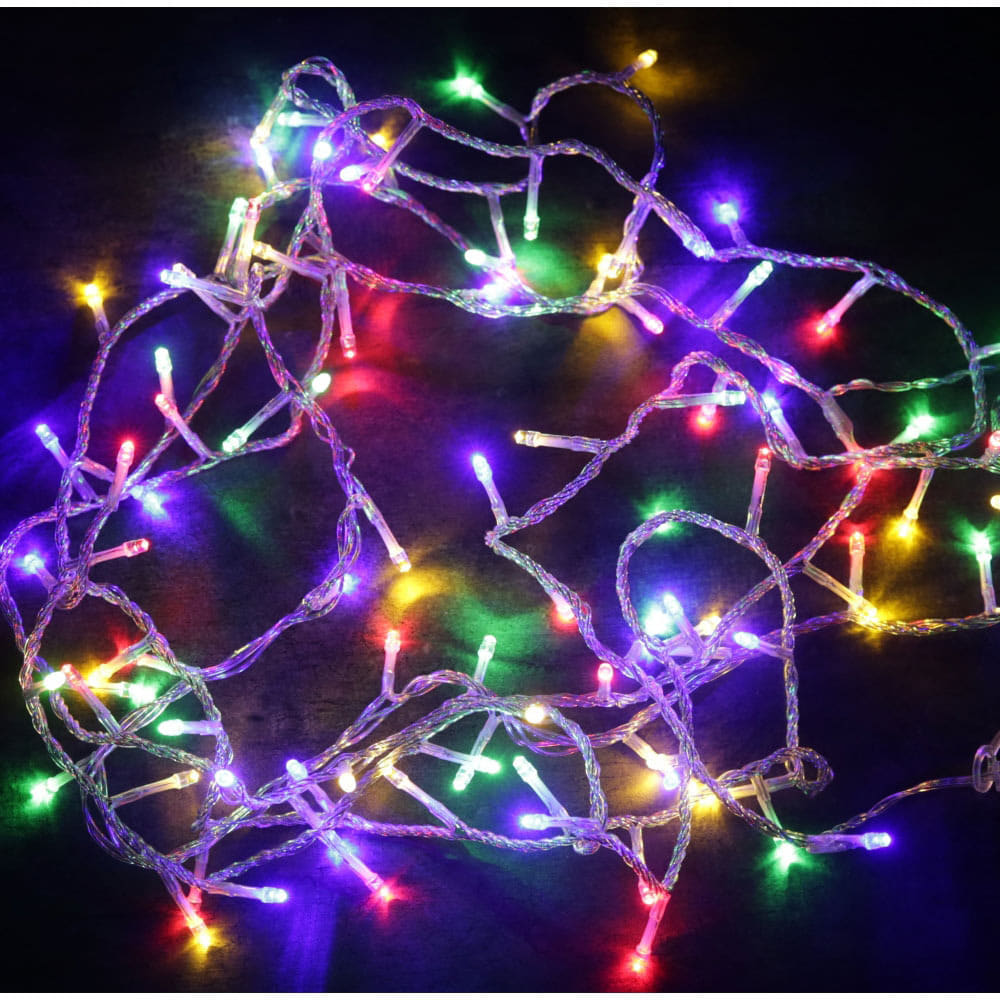 ＜トイザらス＞【クリスマス】100球 LEDライト（ダイヤモンドカット）カラー 4.9m 8パターン点灯 屋外 屋内 室内 コントローラー付き クリスマスツリー ACアダプター【送料無料】