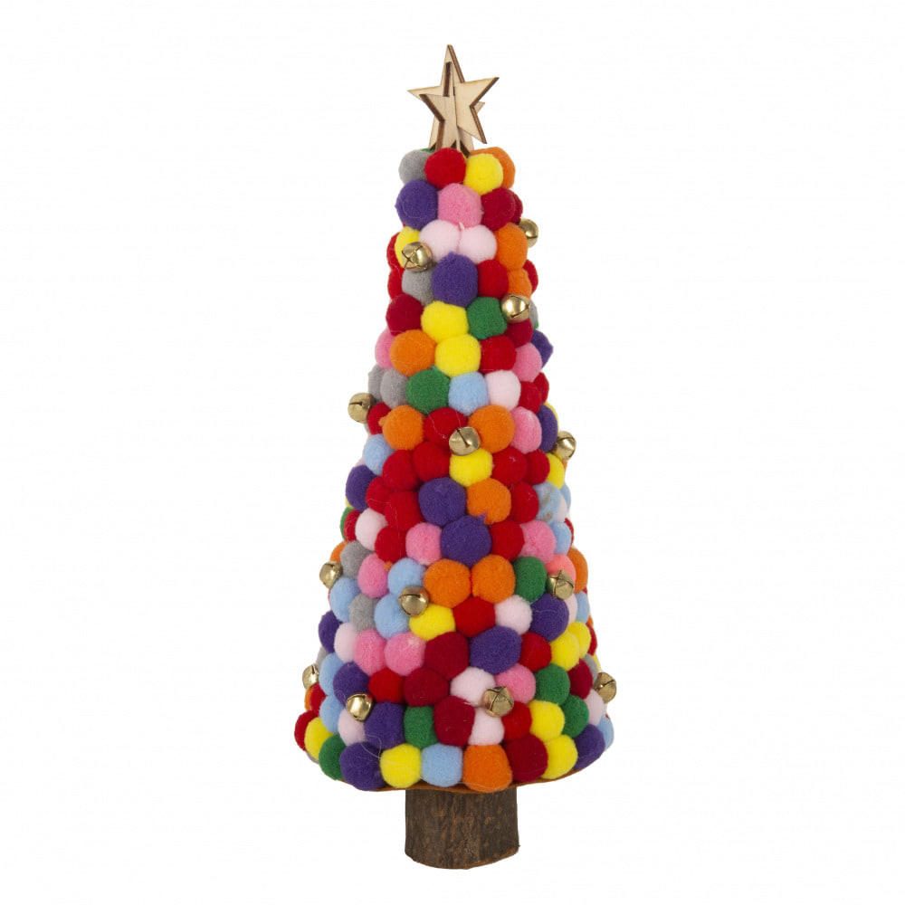 【クリスマスツリー】28cm ポンポンミニツリー カラー おしゃれ 北欧 小さい 卓上