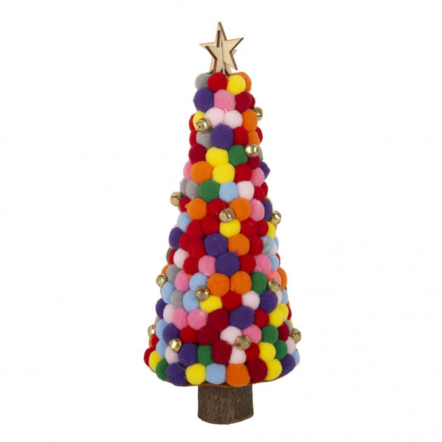 クリスマスツリー】28cm ポンポンミニツリー カラー おしゃれ 北欧