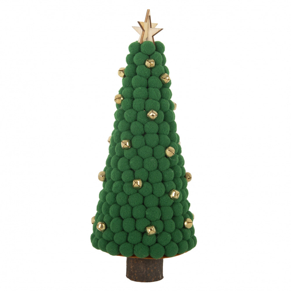 【クリスマスツリー】28cm ポンポンミニツリー グリーン おしゃれ 北欧 小さい 卓上