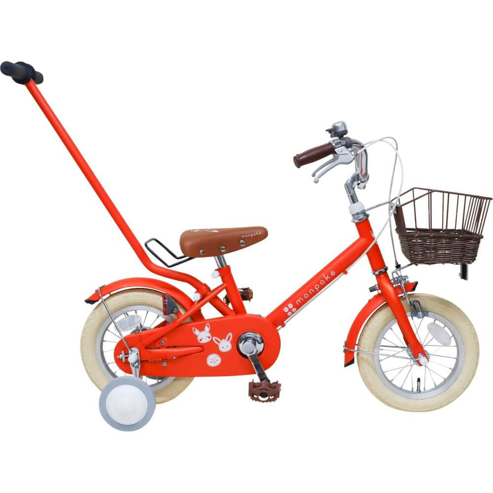 モンポケ 12インチ 身長90~105cm 子供用自転車（マンダリン）手押し棒付き 男の子 女の子画像
