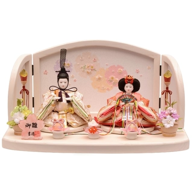 【雛人形】親王飾り「雪輪に桜刺繍」 (605842)ひな人形 ひな祭り お雛様 おしゃれ 白 ホワイト【送料無料】