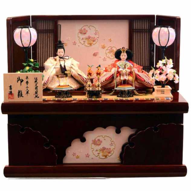 雛人形】収納飾り 親王飾り「桜刺繍雪輪抜き形」 (605839)ひな人形