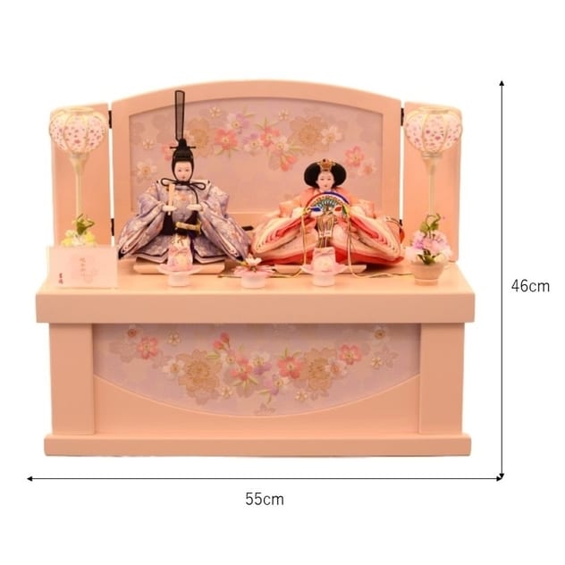 雛人形】収納飾り 親王飾り「桜刺繍ピンク」 (605838)ひな人形
