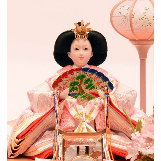 雛人形】ケース飾り 親王飾り「桜リボン金ぼかし」(322590)ひな人形