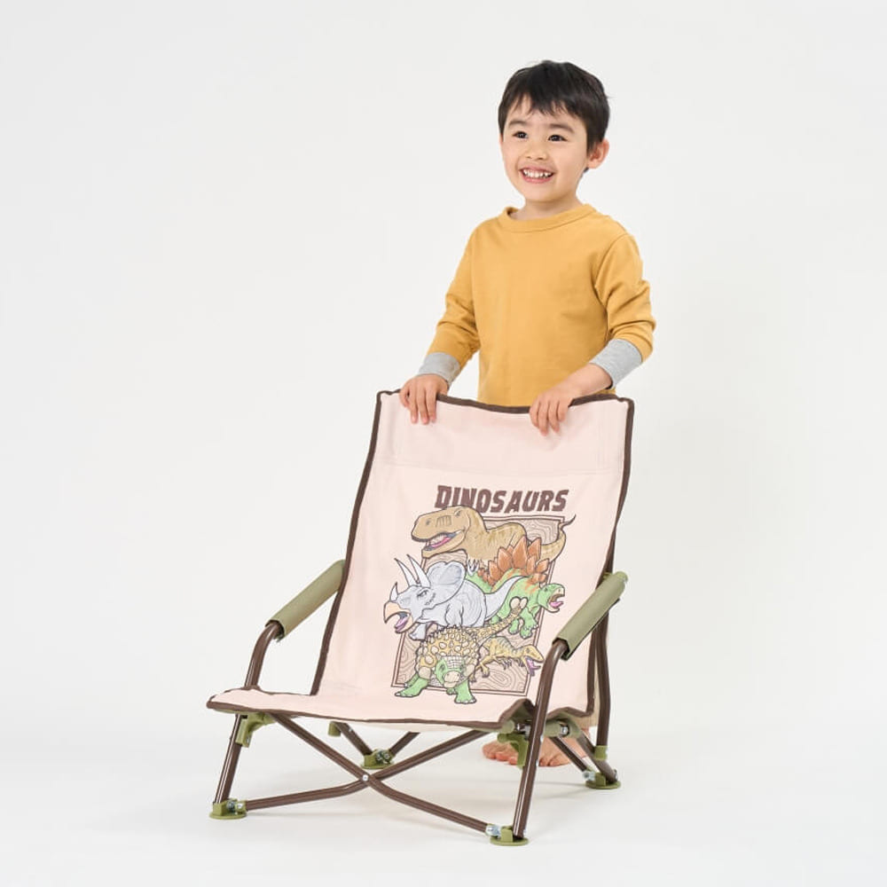 ダイナソー ローチェア 専用バッグ付き 子供用チェア レジャー 椅子 イス 折りたたみ キャラクター 耐荷重30kg画像
