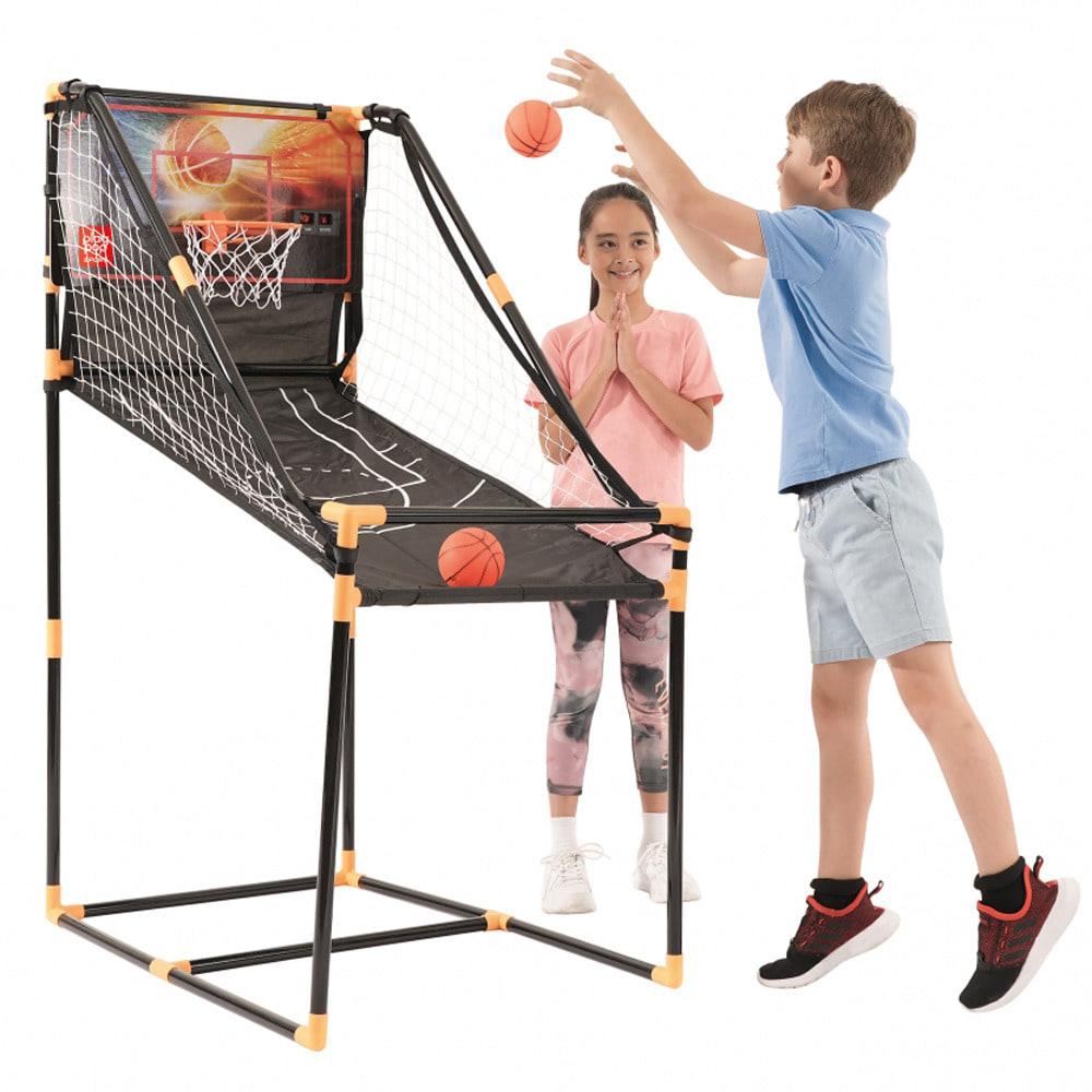 プレイポップスポーツ アーケード バスケットゲーム 室内 デジタルスコア搭載 子供用 ボール付き 組立式 バスケットゴール バスケットボールゲーム シュート練習の画像