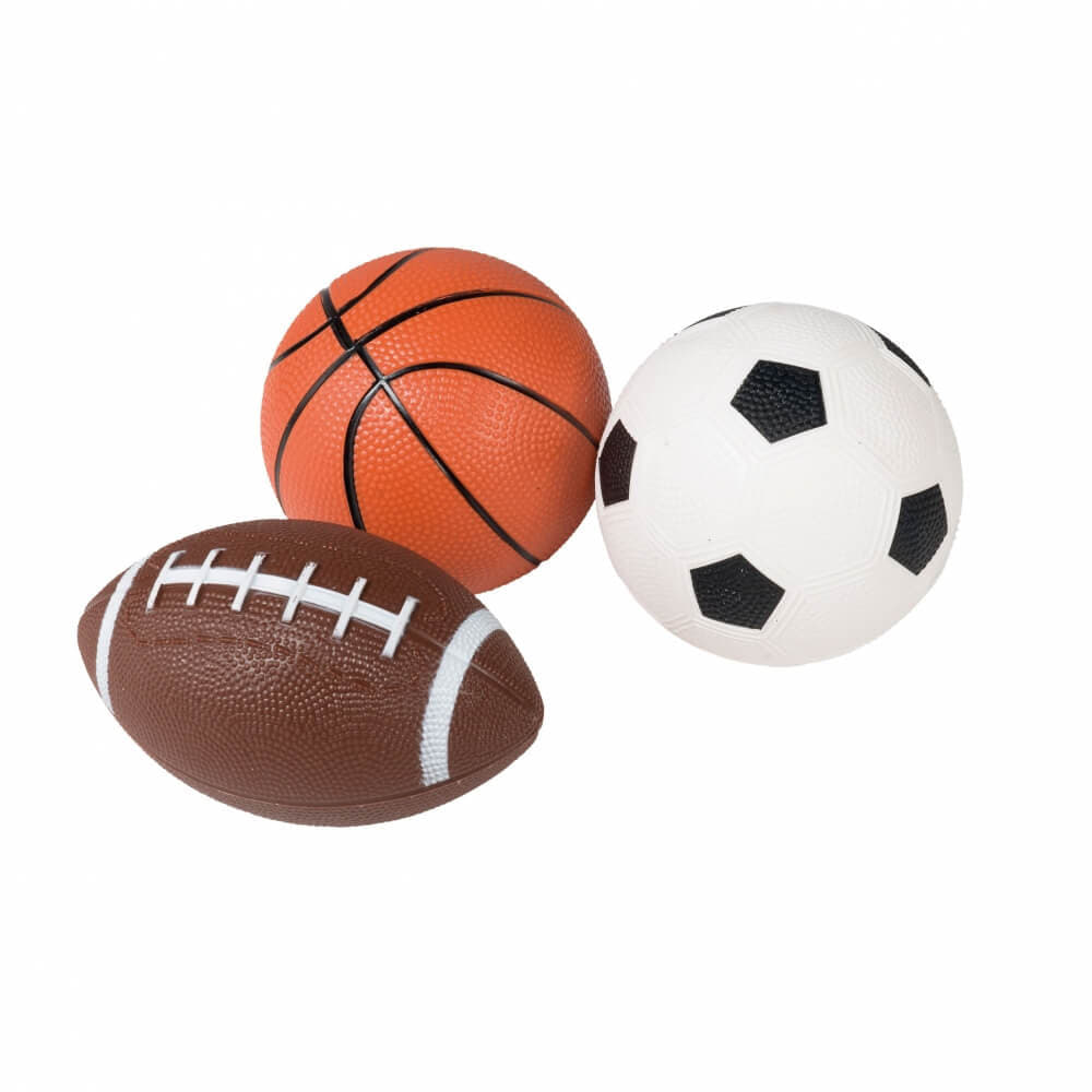 プレイポップスポーツ ミニスポーツボール 3個セット バスケットボール サッカーボール ラグビーボール