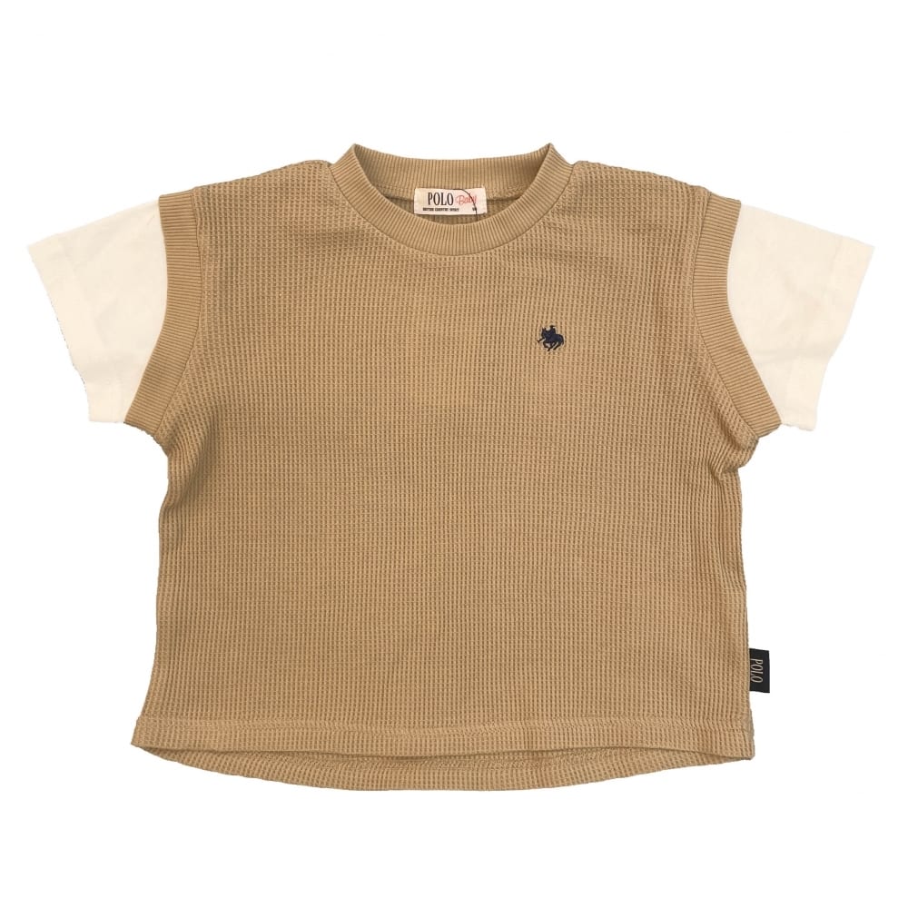  POLO BCS レイヤード風 半袖Tシャツ(ベージュ×80cm)
