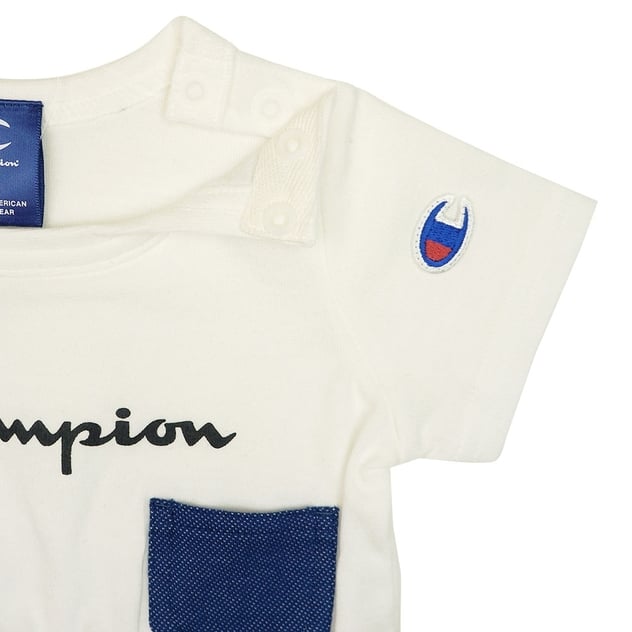 Champion チャンピオン 半袖スカート付きロンパース(ナチュラル×70cm