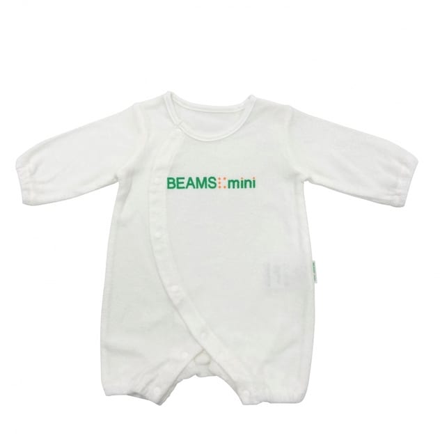 BEAMS mini 長袖前開きロンパース ロゴ ビームスミニ(ホワイト×50-60cm) ベビーザらス