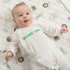 BEAMS mini 長袖前開きロンパース ロゴ ビームスミニ(ホワイト×60-70cm) ベビーザらス限定