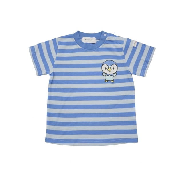 monpoke モンポケ 半袖Tシャツ ボーダー ポッチャマ(ブルー×90cm