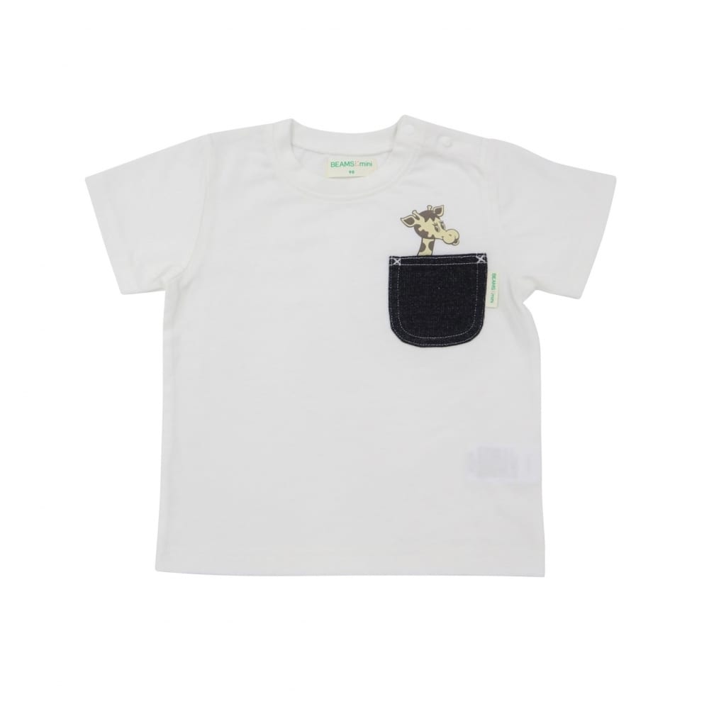 ＜トイザらス＞ BEAMS mini 半袖Tシャツ デニムポケット ビームスミニ(ホワイト×80cm)