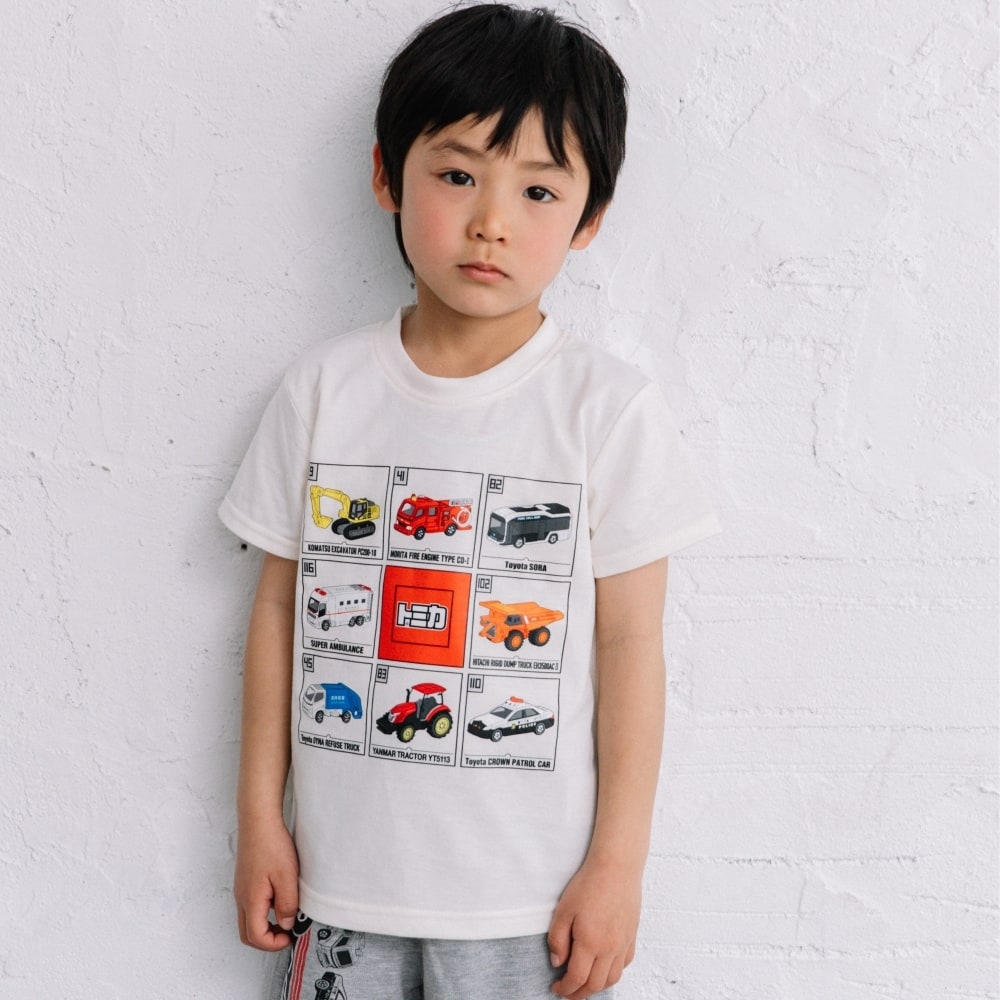  TOMICA トミカ ボックスアート 半袖Tシャツ(ホワイト×100cm)