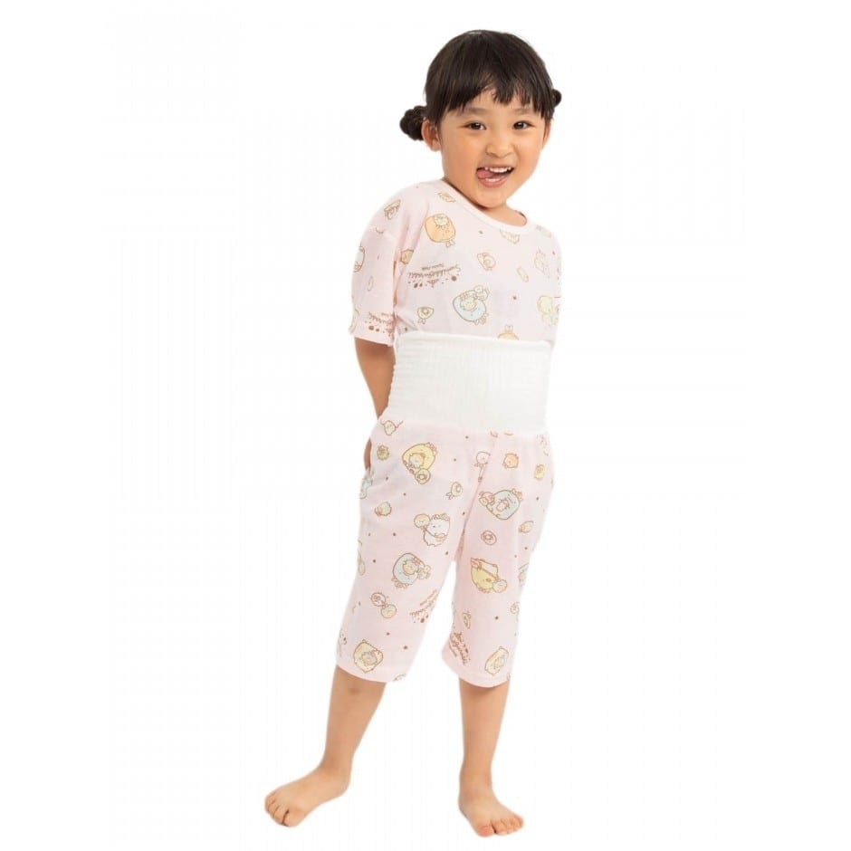 ＜トイザらス＞ すみっコぐらし 半袖 梨地 総柄 腹巻付きパジャマ(ピンク×120cm)