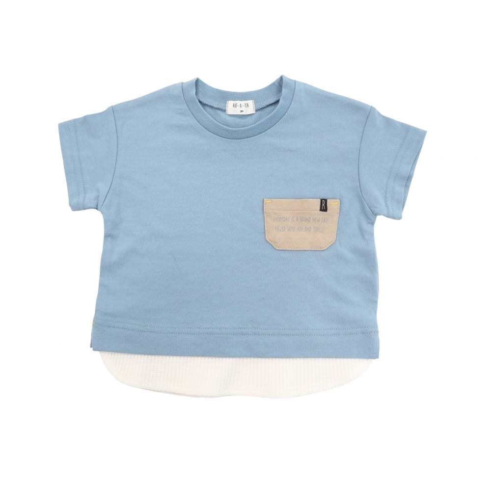 RAT-A-TATRラッタッター 半袖Tシャツ 切替 ポケット付き(ブルー×80cm)の画像