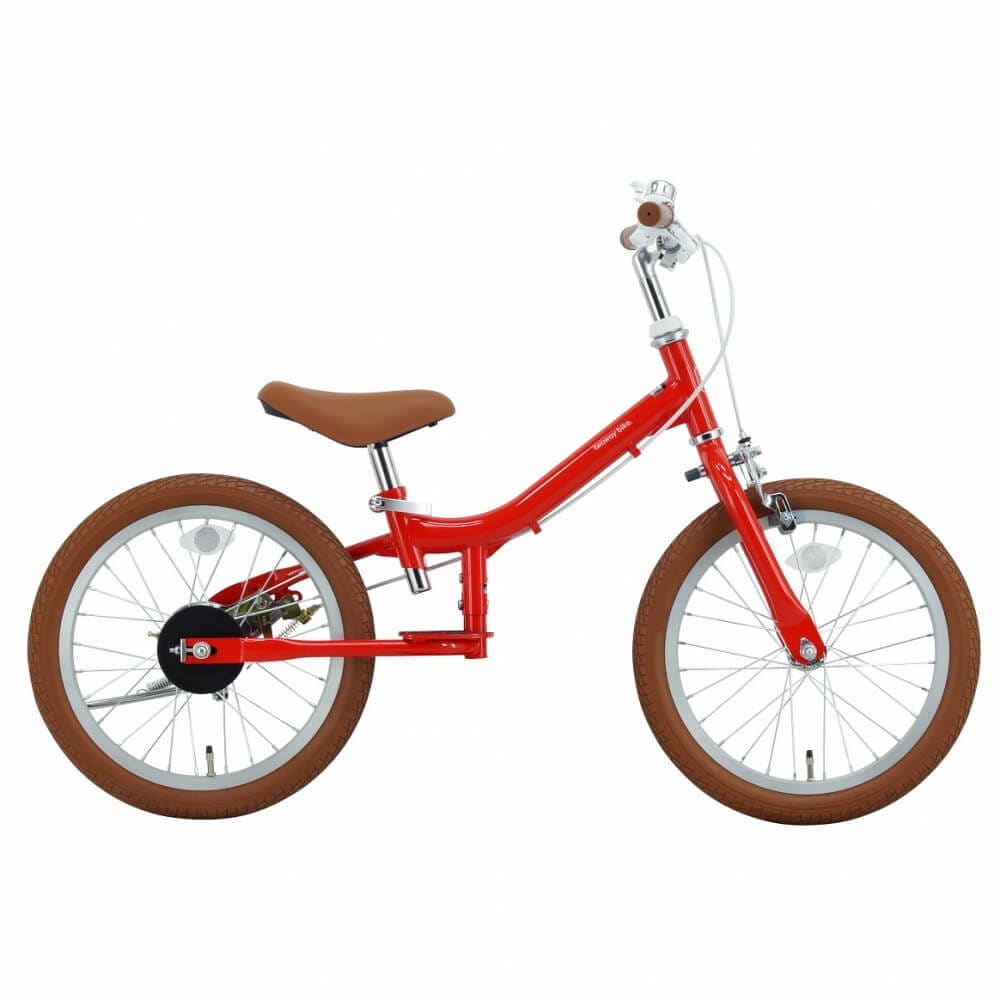 16インチ 身長95~110cm 子供用自転車 1台2役 2WAY BIKE（レッド）キックバイク ペダルバイク スチールフレーム 赤