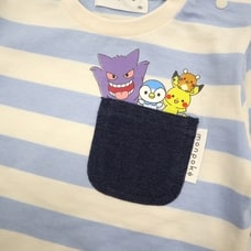 monpoke モンポケ 長袖Tシャツ ボーダー ピカチュウ(ブルー×80cm)