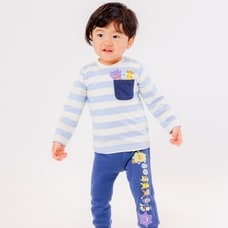 monpoke モンポケ 長袖Tシャツ ボーダー ピカチュウ(ブルー×100cm)