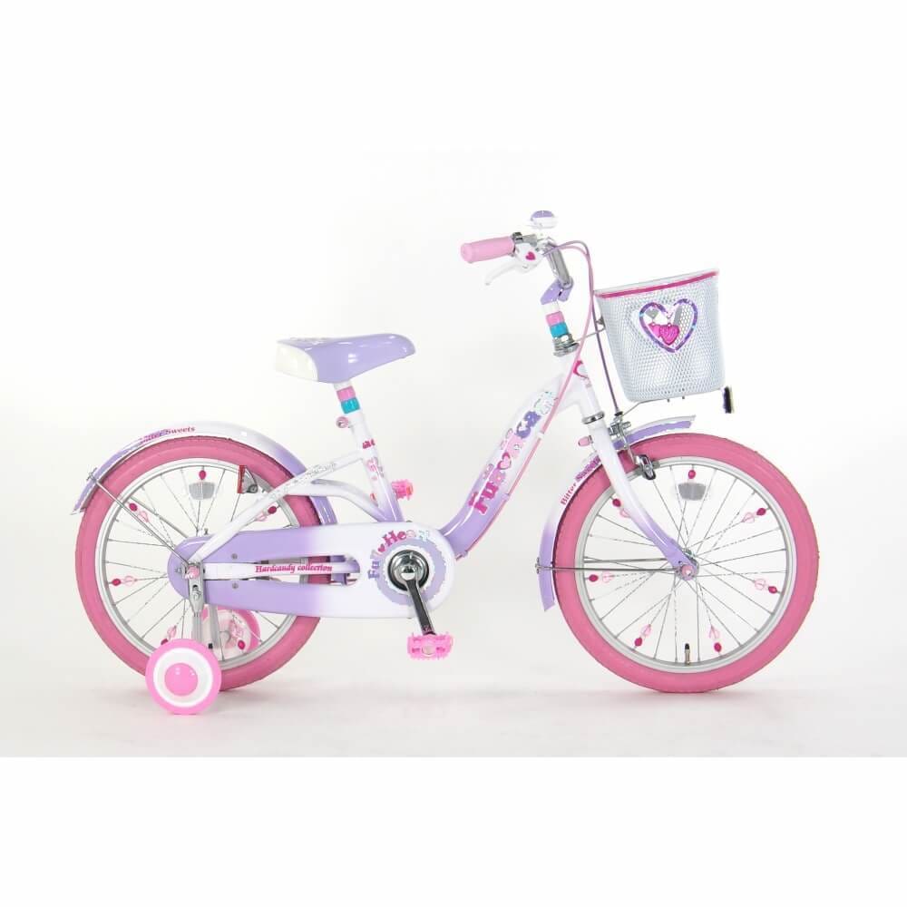 18インチ 身長105~115cm 子供用自転車 フルハート（パープル）補助輪 泥除け ピンク ホワイト 女の子 かわいい