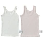 袖無しシャツ肌着 2枚組 見えないインナー テレコ(ピンク×100cm)