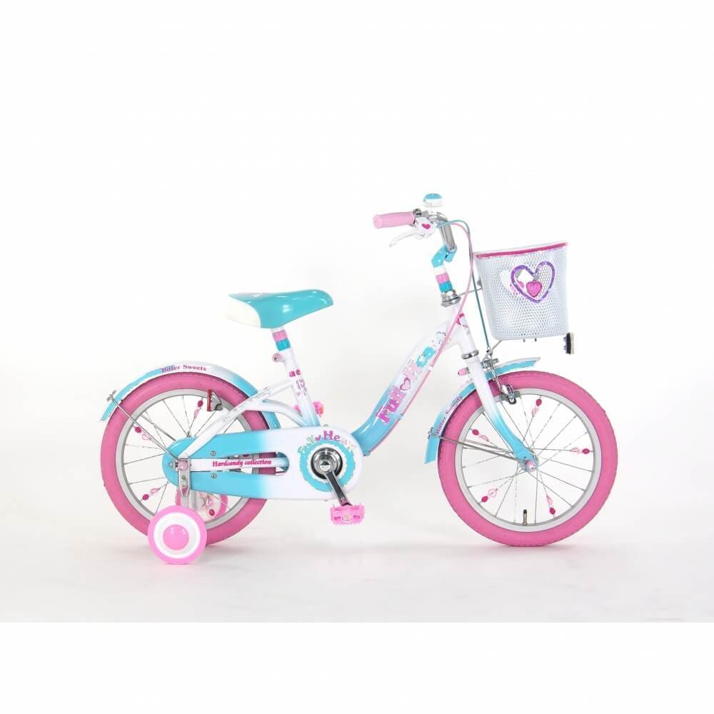 16インチ 身長100~110cm 子供用自転車 フルハート（ブルー）補助輪 泥除け ピンク ホワイト 女の子 かわいい トイザらス限定
