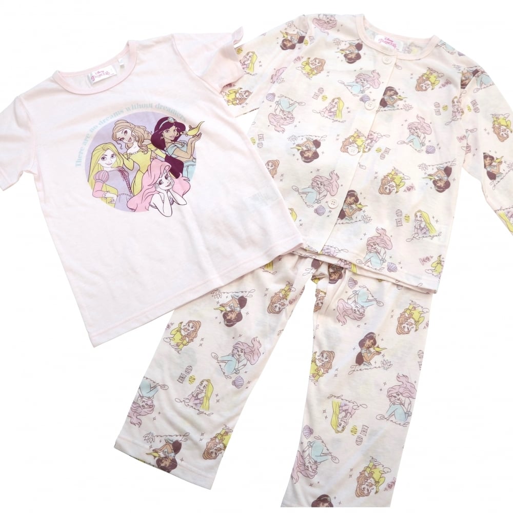 ベビーザらス限定 ディズニー 長袖前開きパジャマ＋半袖Ｔシャツセット 腹巻付き ディズニープリンセス(ピンク×100cm)