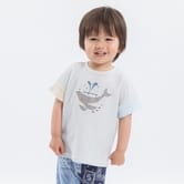 COJIKA デイリーワイドTシャツ薄グレー クジラ ワッフル(グレー×80cm) ベビーザらス限定