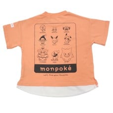 monpoke モンポケ 半袖Tシャツ 裾切替 ピカチュウ(オレンジ×80cm)