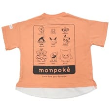 monpoke モンポケ 半袖Tシャツ 裾切替 ピカチュウ(オレンジ×90cm)