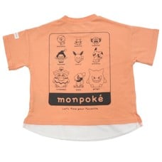 monpoke モンポケ 半袖Tシャツ 裾切替 ピカチュウ(オレンジ×110cm)