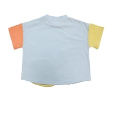 monpoke モンポケ 半袖Tシャツ 袖バイカラー ピカチュウ(ライトブルー×90cm)