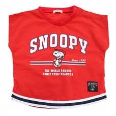 SNOOPY スヌーピー 半袖Tシャツ ロゴ(レッド×80cm)
