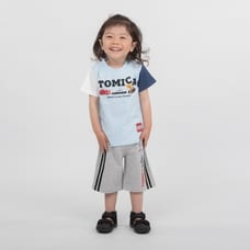 TOMICA トミカ ロゴ使い 半袖Tシャツ(ブルー×95cm)