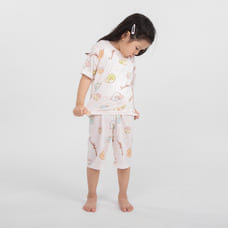 すみっコぐらし 半袖パジャマ 総柄腹巻付き(ピンク×110cm)