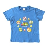 スーパーマリオ キャラ集合半袖Tシャツ(ブルー×100cm)