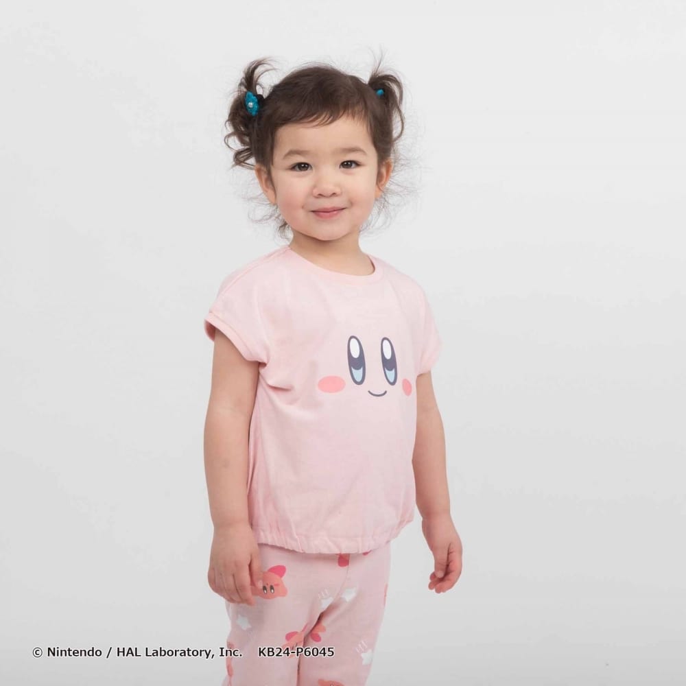 星のカービィ フェイス 半袖Tシャツ(ピンク×90cm)