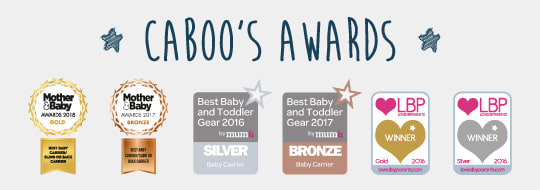 CABOO'S AWARDS  caboo　dxgo  MOTHER & BABY AWARDS 2018 GOLD BEST BABY CARRIER/SLING OR BACK CARRIER、MOTHER & BABY AWARDS 2017 BRONZE BEST BABY CARRIER/SLING OR BACK CARRIER、Best Baby and Toddler Gear 2016 by mumii SILVER Baby Carrier、Best Baby and Toddler Gear 2017 by mumii BRONZE Baby Carrier、LBP LOVED BY PARENTS WINNER Gold 2016、LBP LOVED BY PARENTS WINNER Silver 2016