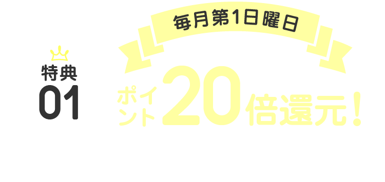 特典01 毎月第1日曜日 ポイント20倍還元！ハローベビー ポイントデー