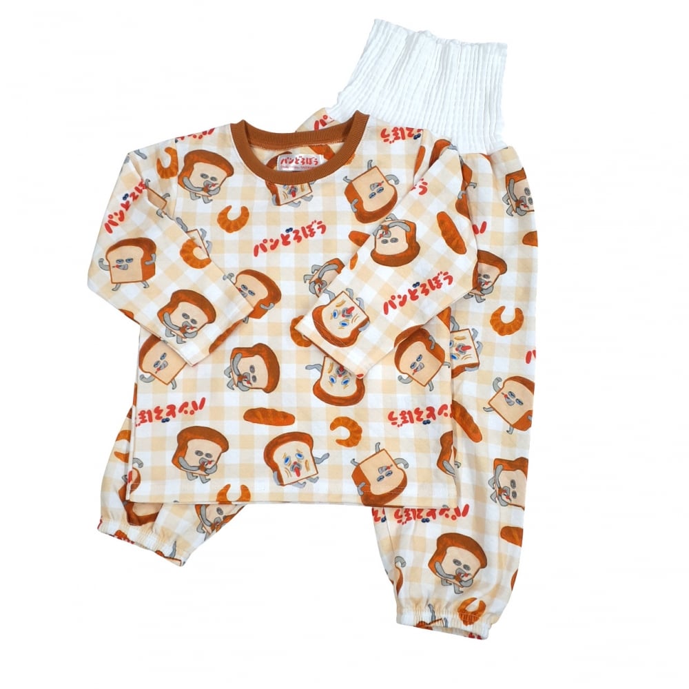 パンどろぼう 長袖パジャマ 裏綿ダイヤキルト 丸首 クリーム×110cm ベビーザらス限定 パンどろぼう 長袖パジャマ 裏綿ダイヤキルト 丸首 クリーム×110cm ベビーザらス限定