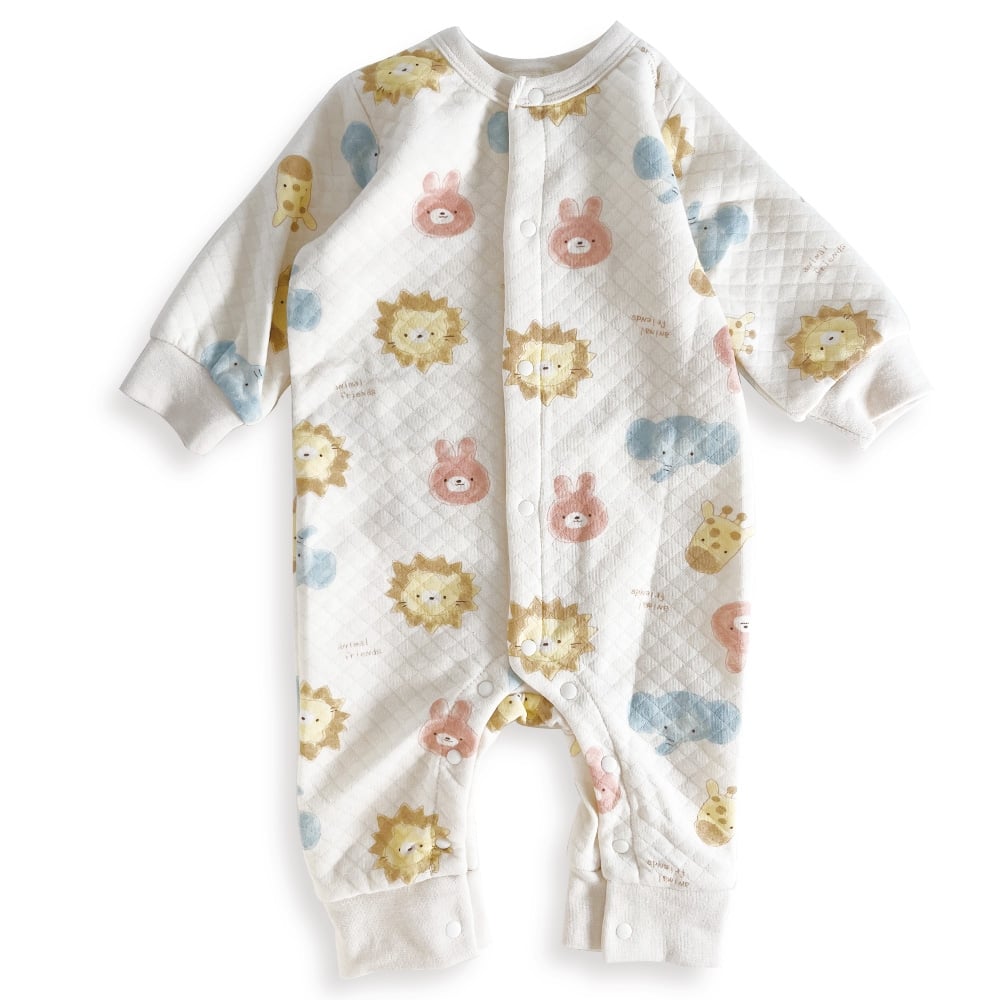 長袖カバーオール ニットキルト アニマル柄 アイボリー×80cm ベビーザらス限定 長袖カバーオール ニットキルト アニマル柄 アイボリー×80cm ベビーザらス限定