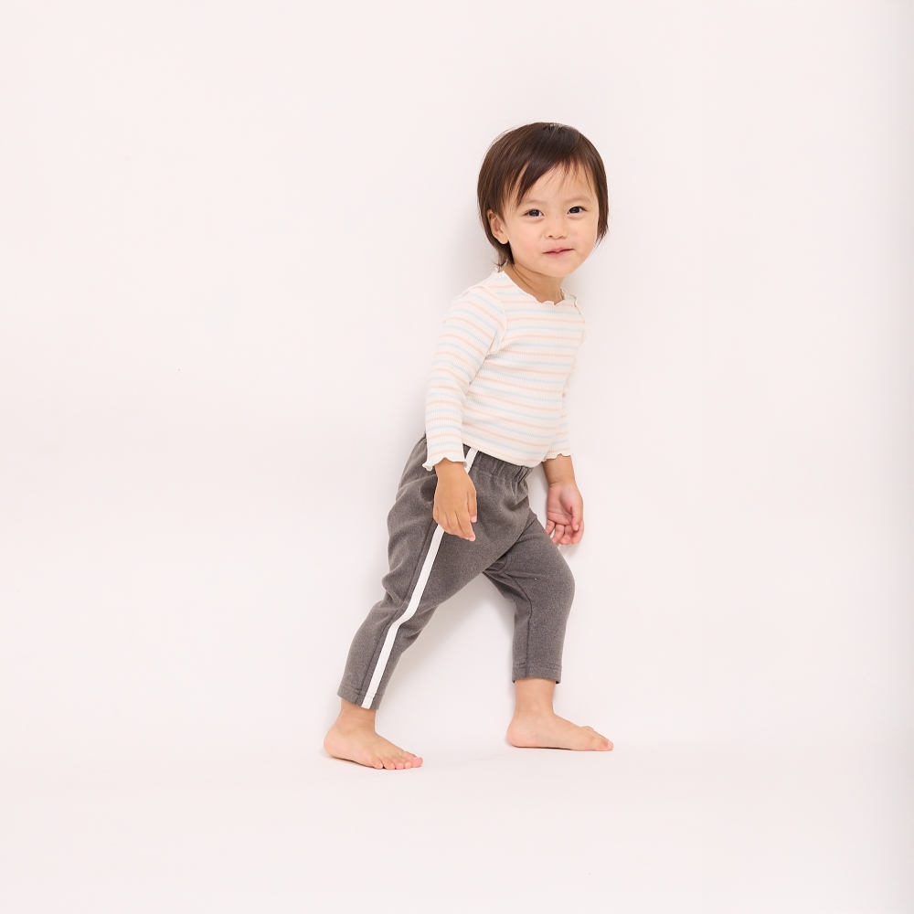 長袖ロンパース肌着 2枚組 リブメローボーダー ブルー×80cm ベビーザらス限定